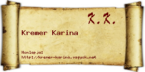 Kremer Karina névjegykártya